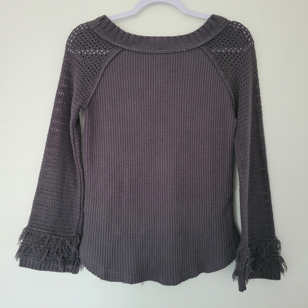 Altar'd State Basic Chic Dark Grey Thermal Crewne… - image 2